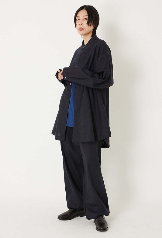 Blue Blue Japan Unisex Linen Glass Pattern Mixed Oversize Shirt