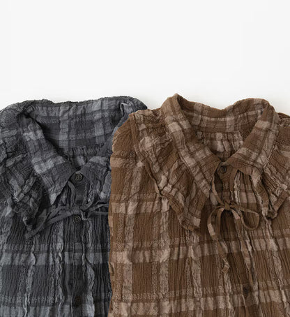 Veritecoeur Favorite Check Blouse - Gray