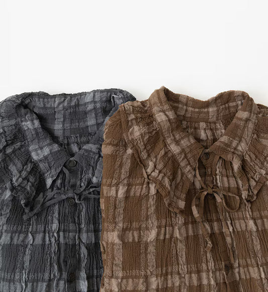 Veritecoeur Favorite Check Blouse - Gray