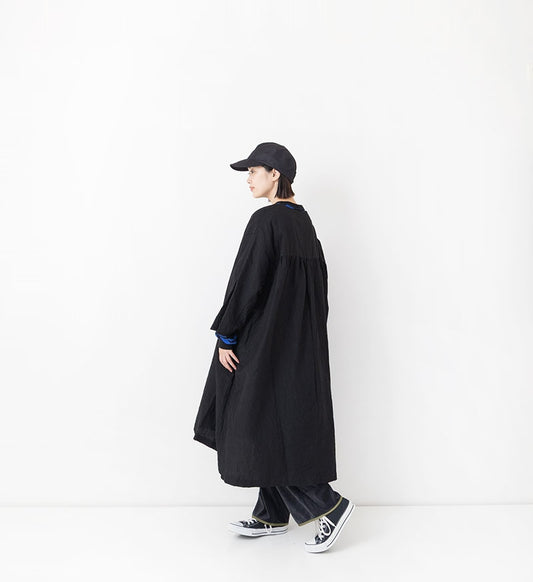 [Arriving Next Monday] Veritecoeur Wool Linen Skipper Dress - Black (One Size Fits All)