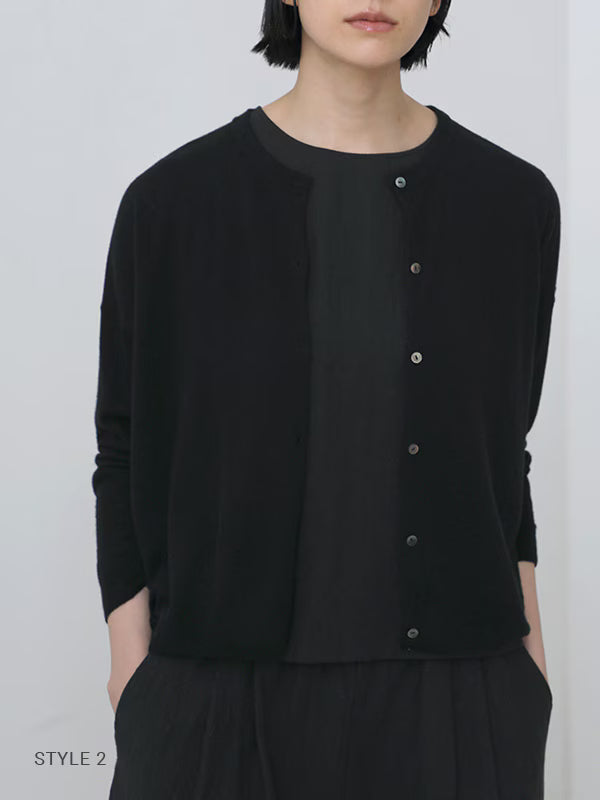 evam eva Wool/Cashmere Cardigan - Black