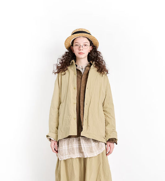 Veritecoeur Garment-dyed Shirt Jacket - Beige