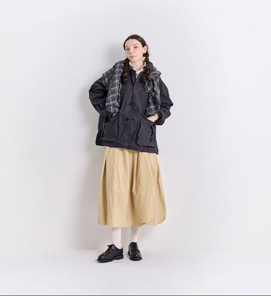 Veritecoeur Garment-dyed Work Jacket - Black