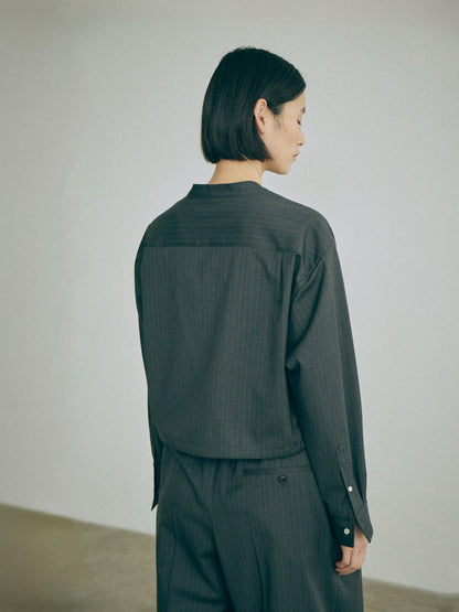 Nicholson & Nicholson Lucy Stretched Wool Blouse - Charcoal Stripe