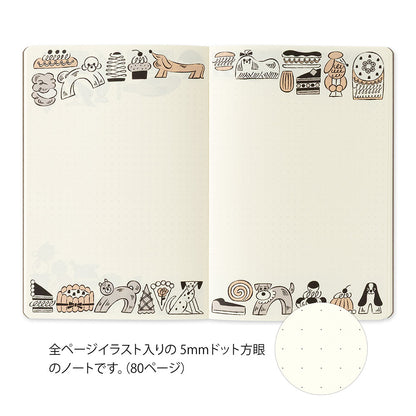 Midori Yuru Log Notebook - Sweets & Animals
