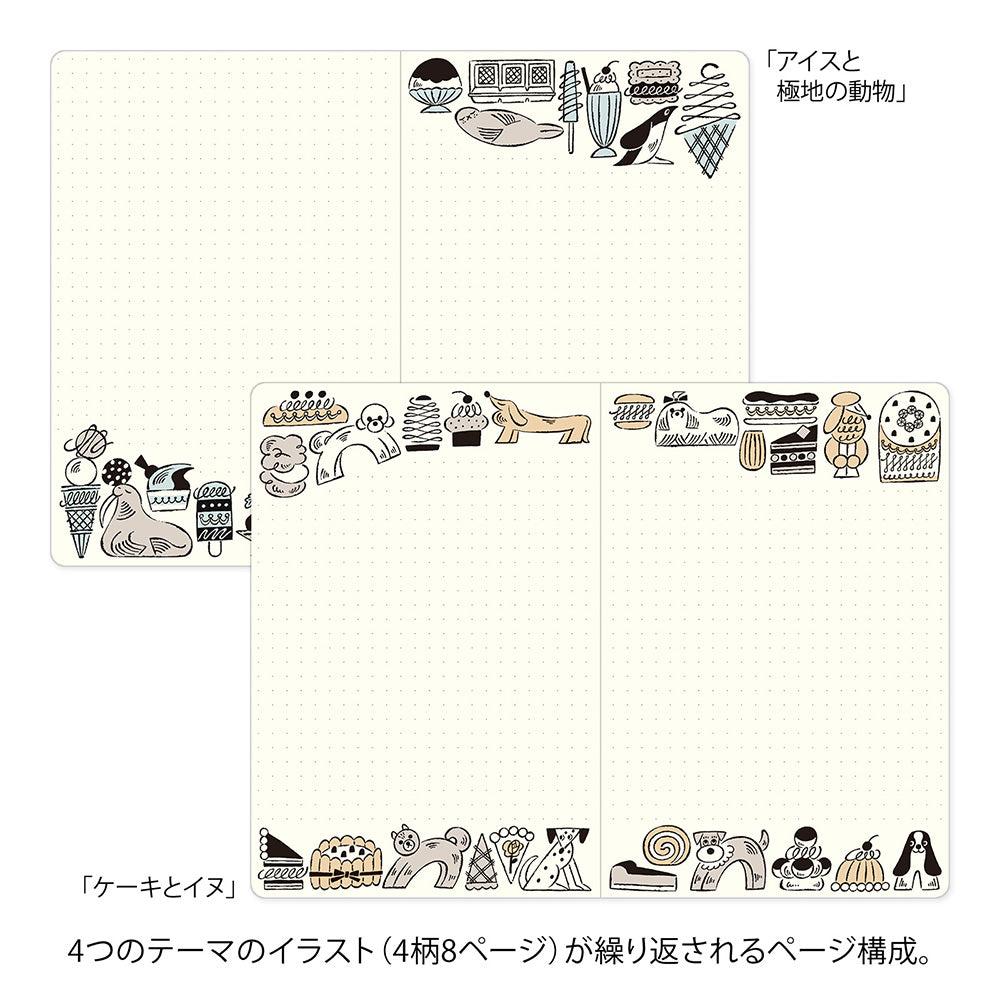 Midori Yuru Log Notebook - Sweets & Animals
