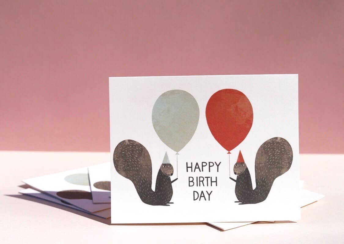 Happy Birthday Party Squirrels Card