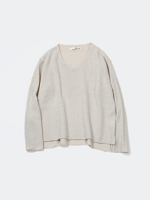 evam eva Wool/Silk V-neck Pullover - Ivory