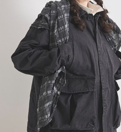 Veritecoeur Garment-dyed Work Jacket - Black