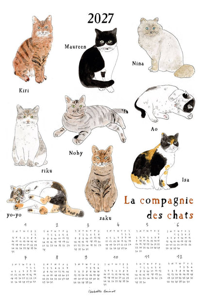 [Pre-order: Shipping Sep./Oct.]2027 Linen Calendar The Cat Company