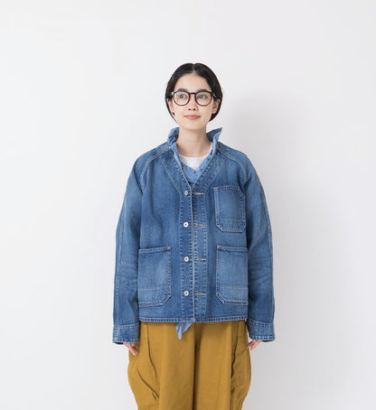 Veritecoeur Denim Collarless Jacket - Bleach