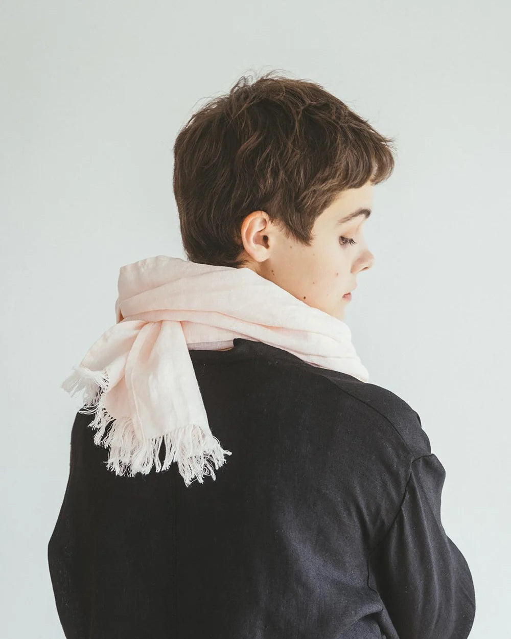 Fog Linen Work Roserie Linen Scarf - Peach