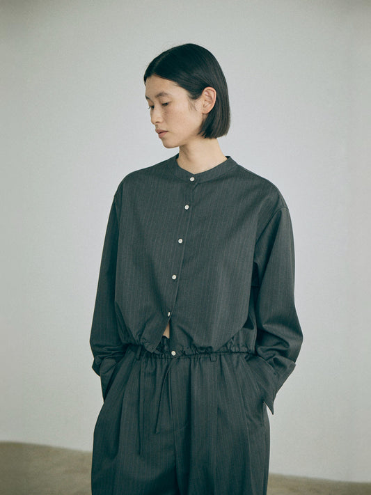 Nicholson & Nicholson Lucy Stretched Wool Blouse - Charcoal Stripe
