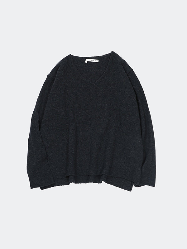 evam eva Wool/Silk V-neck Pullover - Charcoal