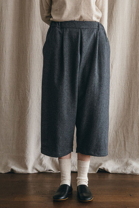 Fog Linen Jasmina Wool Tuck Pants - Black Check