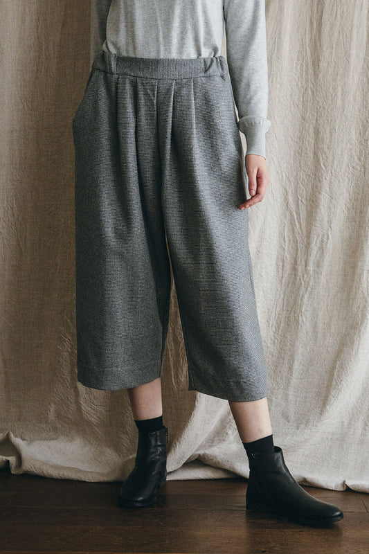 Fog Linen Jasmina Wool Tuck Pants -Grey Check