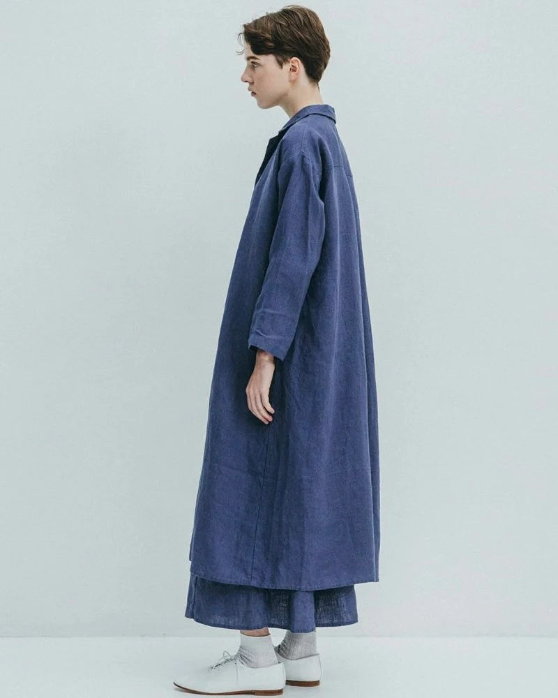 Fog Linen Work Hazel Coat - Blue Fume