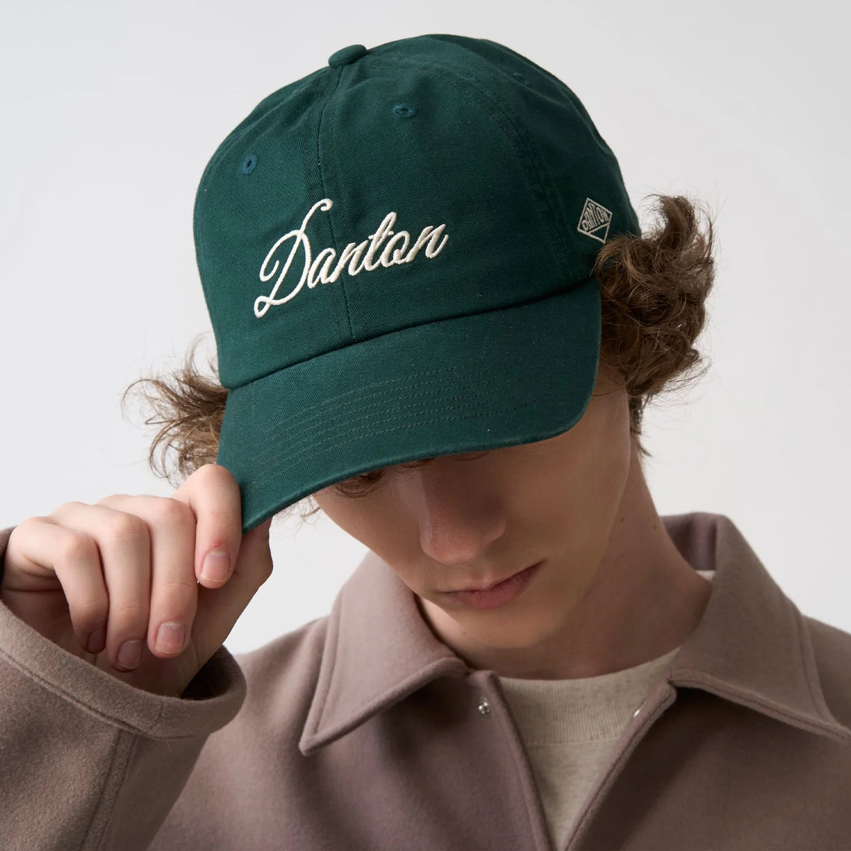 Danton 6 Panel Chino Cloth Baseball Cap - Green * Ivory Logo