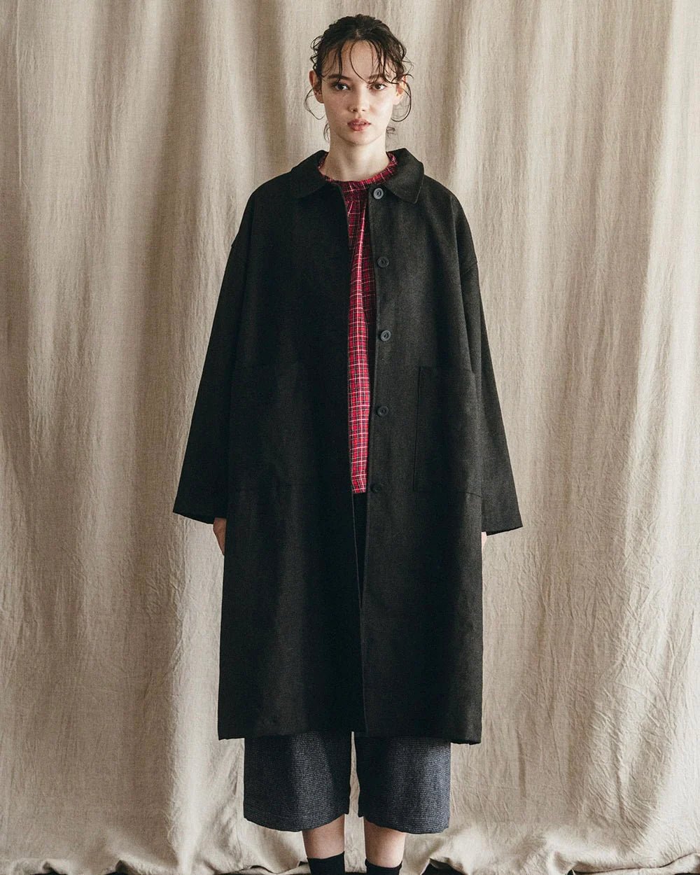 Fog Linen Work Rasa Coat - Black