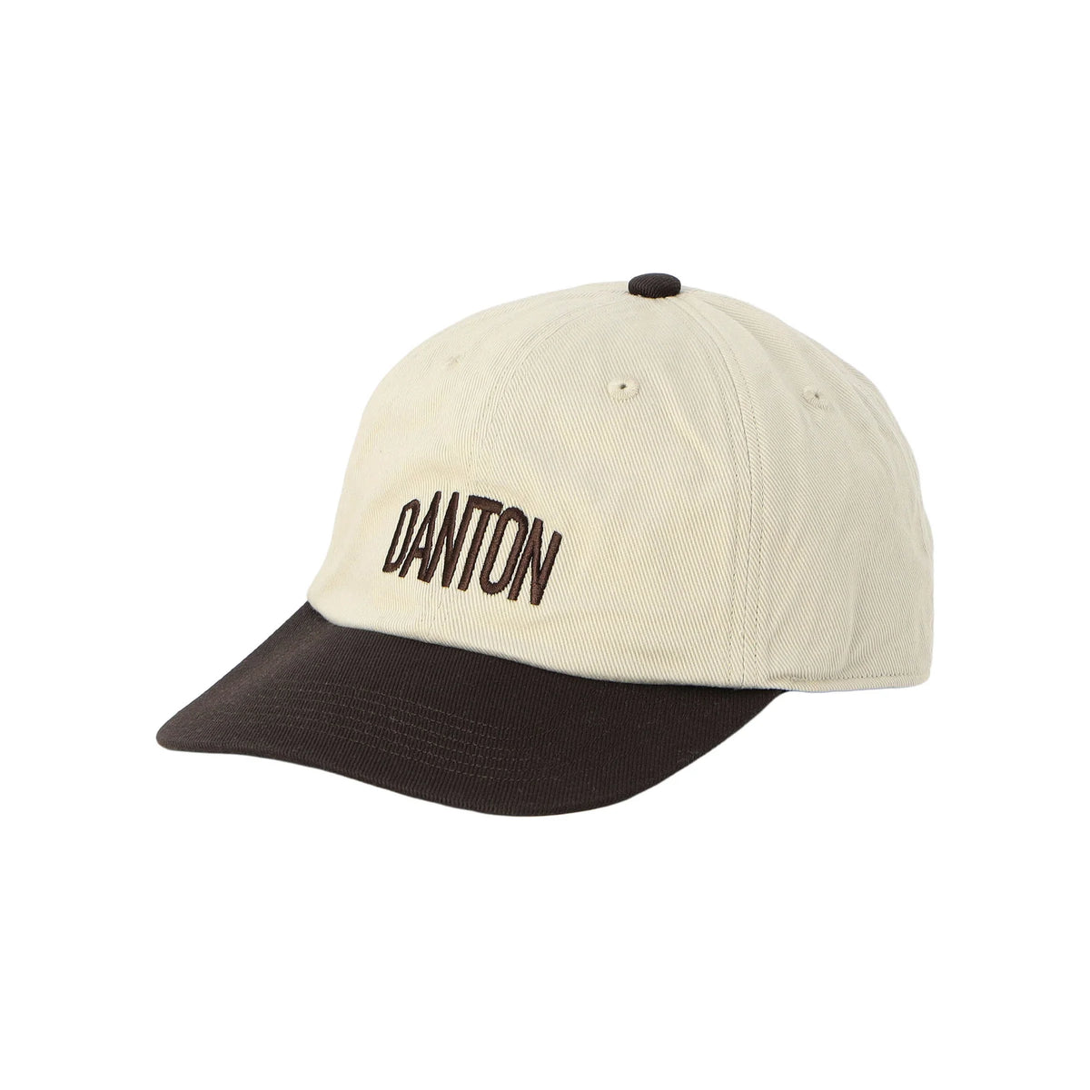 Danton 6-Panel Unisex Cotton Twill Baseball Cap- White with Dark Blue Logo
