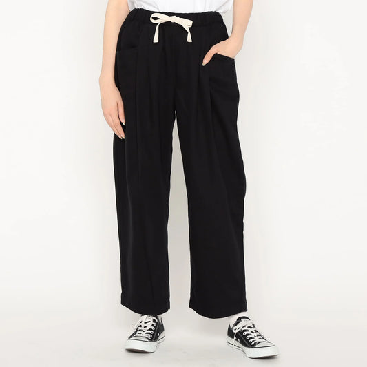 Danton Women's Lightweight Twill 2tuck Easy Pants - Black