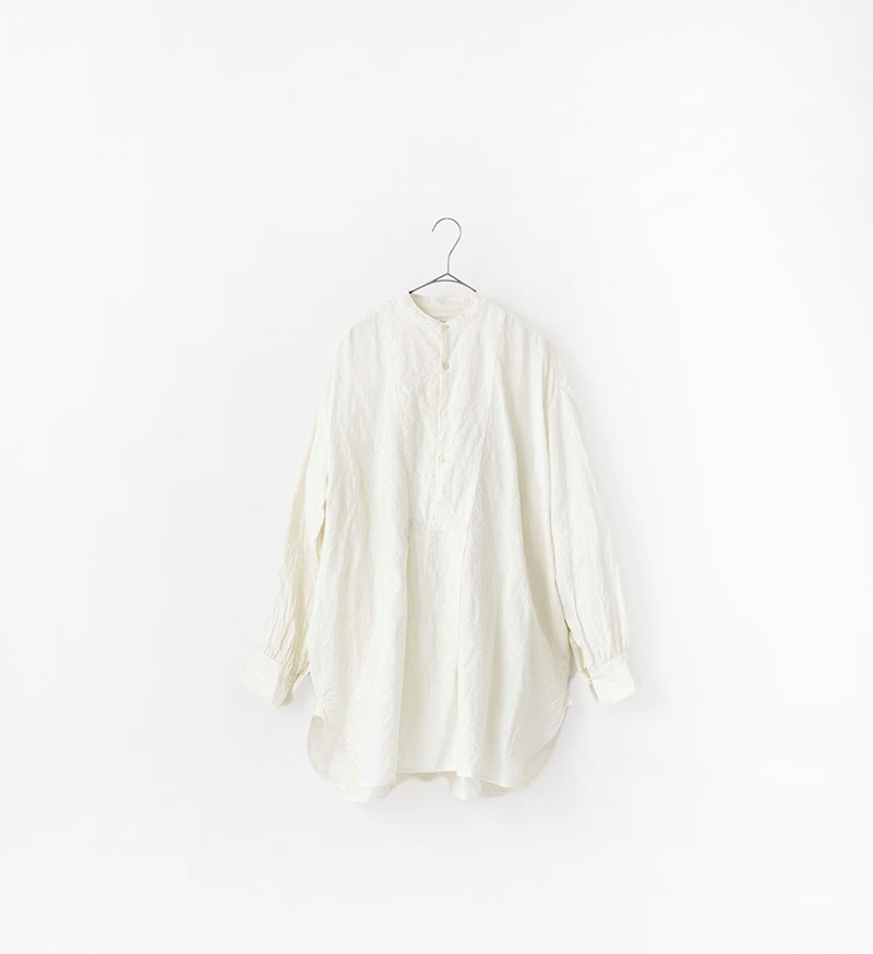 [Arriving Next Monday] Veritecoeur Wool Linen Yoke Shirt - White (One Size Fits All)
