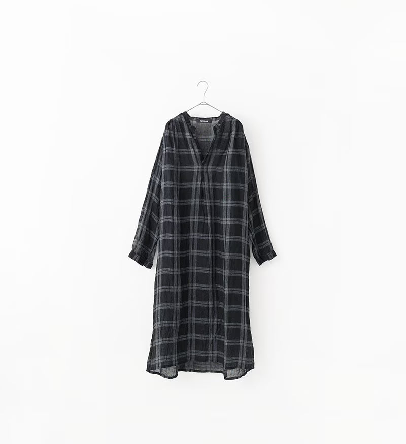 Veritecoeur Linen Check Skipper Dress - Grey x Black (One size fits all)