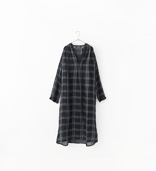 Veritecoeur Linen Check Skipper Dress - Grey x Black (One size fits all)