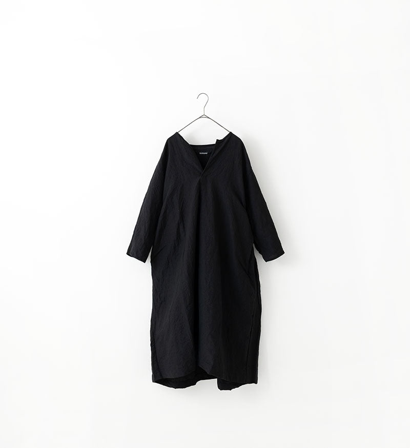 [Arriving Next Monday] Veritecoeur Wool Linen Skipper Dress - Navy (One Size Fits All)