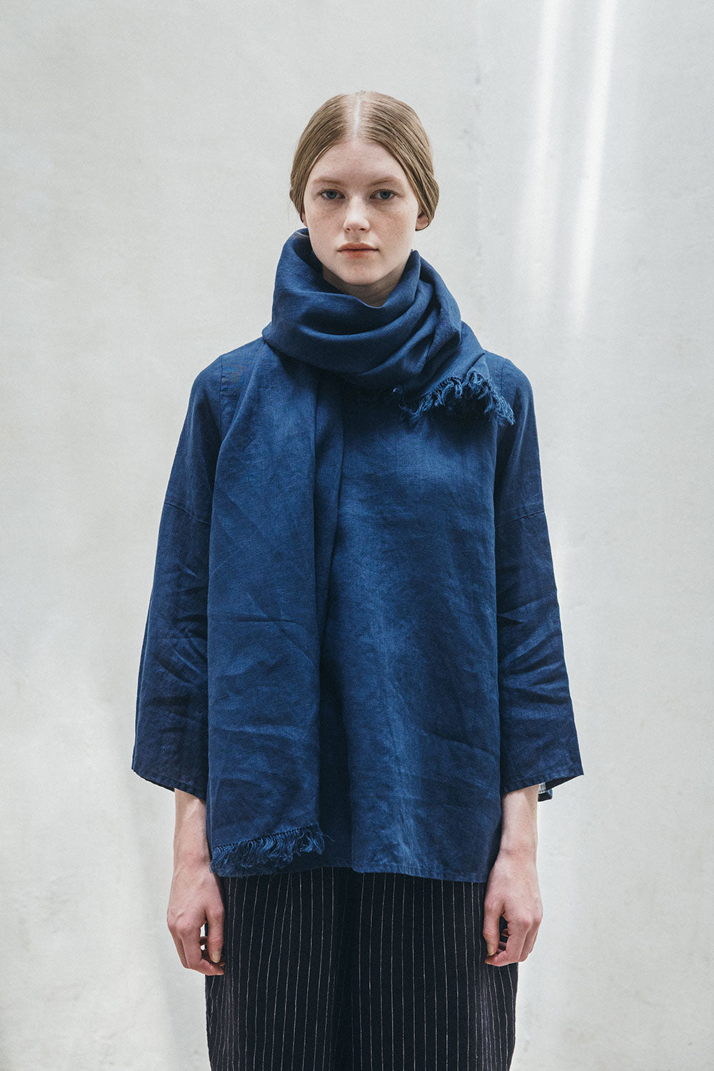 Fog Linen Work Roserie Linen Scarf - Blue Nuit