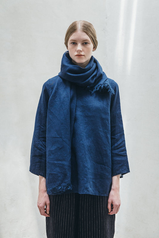 Fog Linen Work Roserie Linen Scarf - Blue Nuit