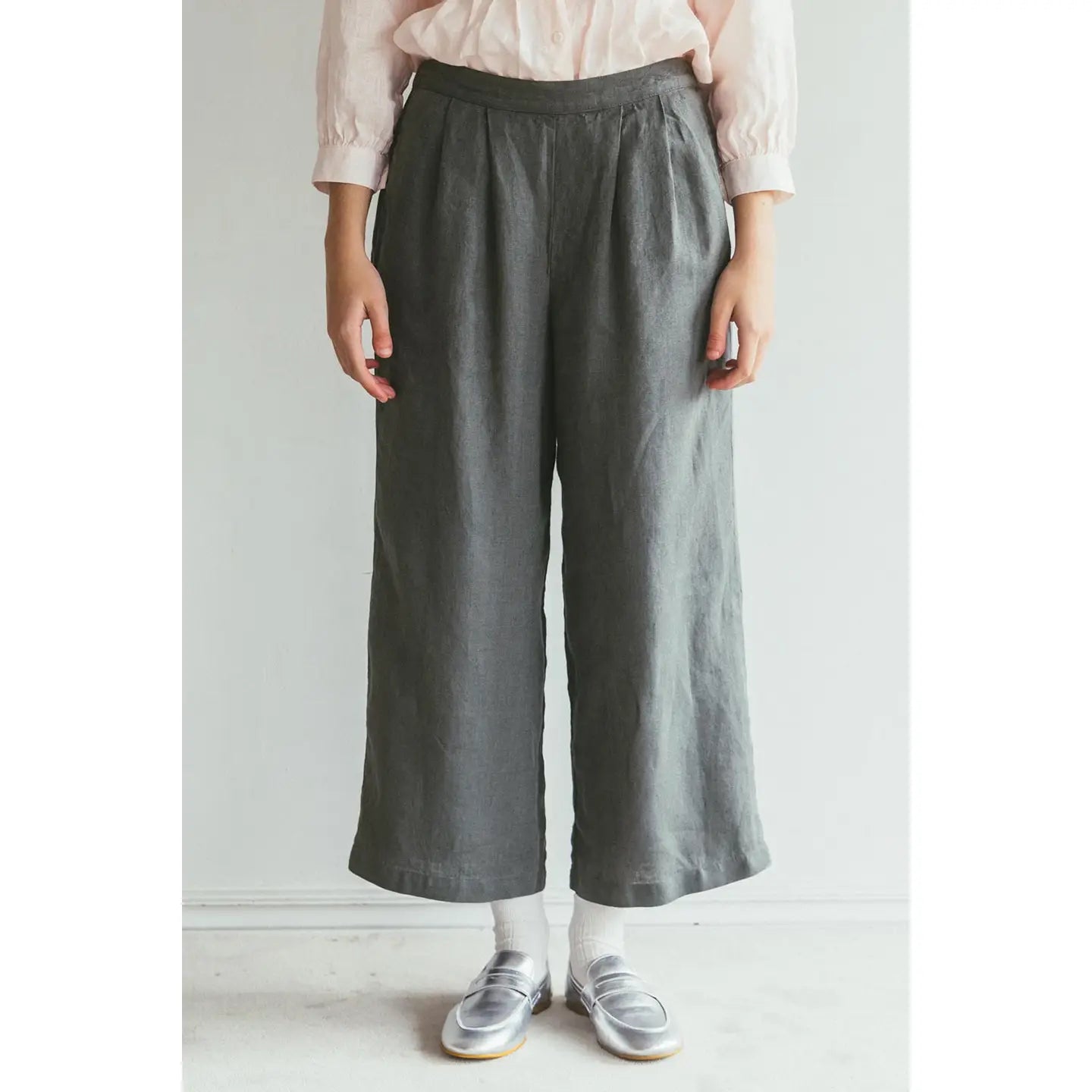 Fog Linen Work Linen Concetta Pant - Acier