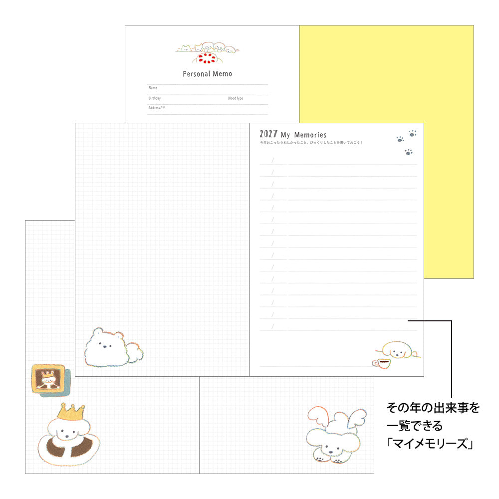 Midori 2027 B6 Pocket Diary - Dog
