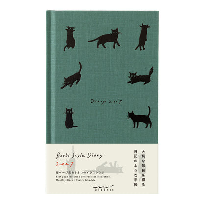 Midori 2027 B6 Book Style Diary - Green Cat