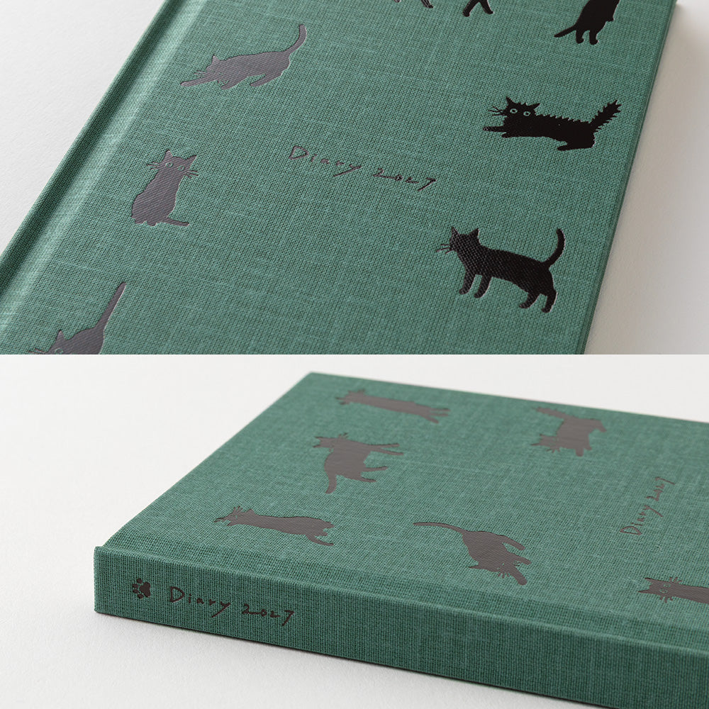 Midori 2027 B6 Book Style Diary - Green Cat