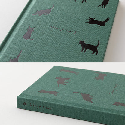 Midori 2027 B6 Book Style Diary - Green Cat
