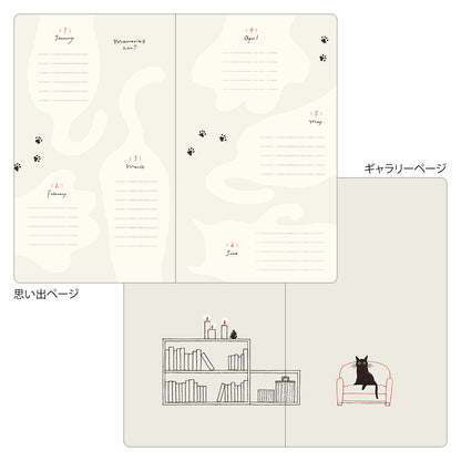 Midori 2027 B6 Book Style Diary - Green Cat