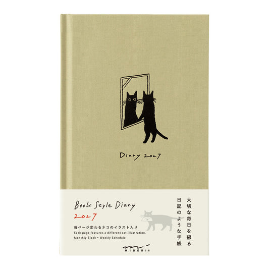 Midori 2027 B6 Book Style Diary - Beige Cat