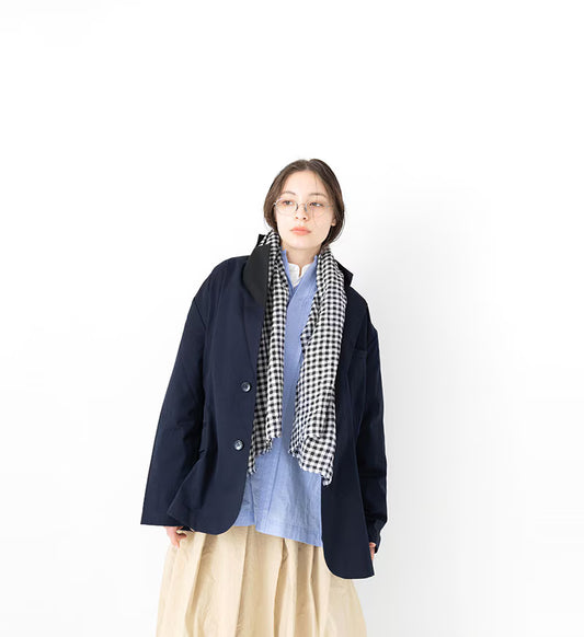Veritcoeur Linen Scarf - Black Check