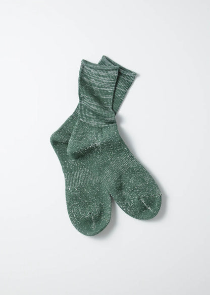 Rototo Washi Pile Crew Socks - Dark Green