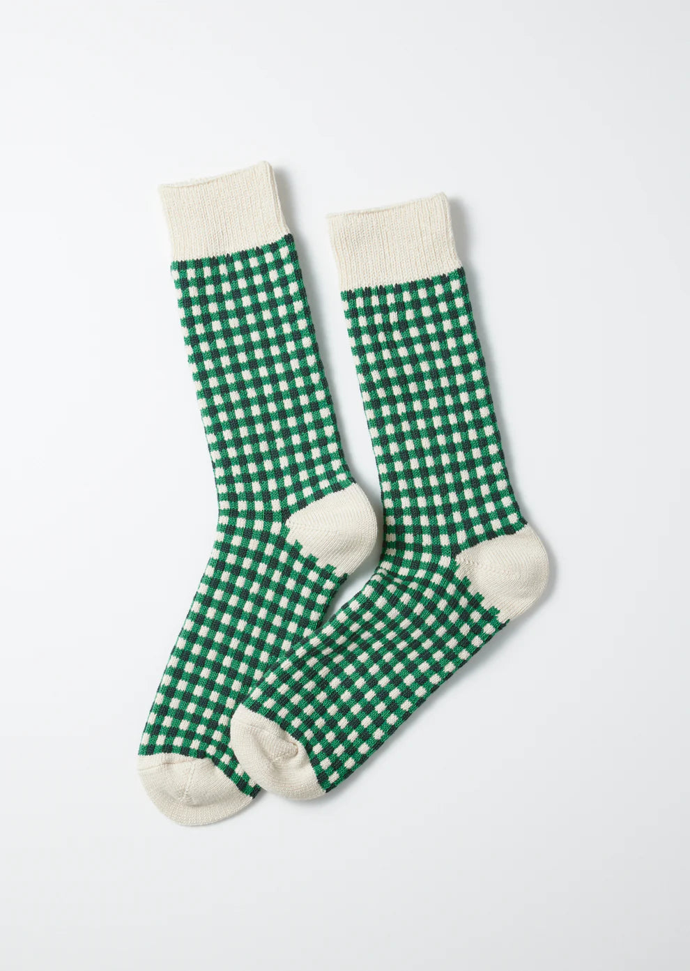 Rototo Gingham Check Socks - Green