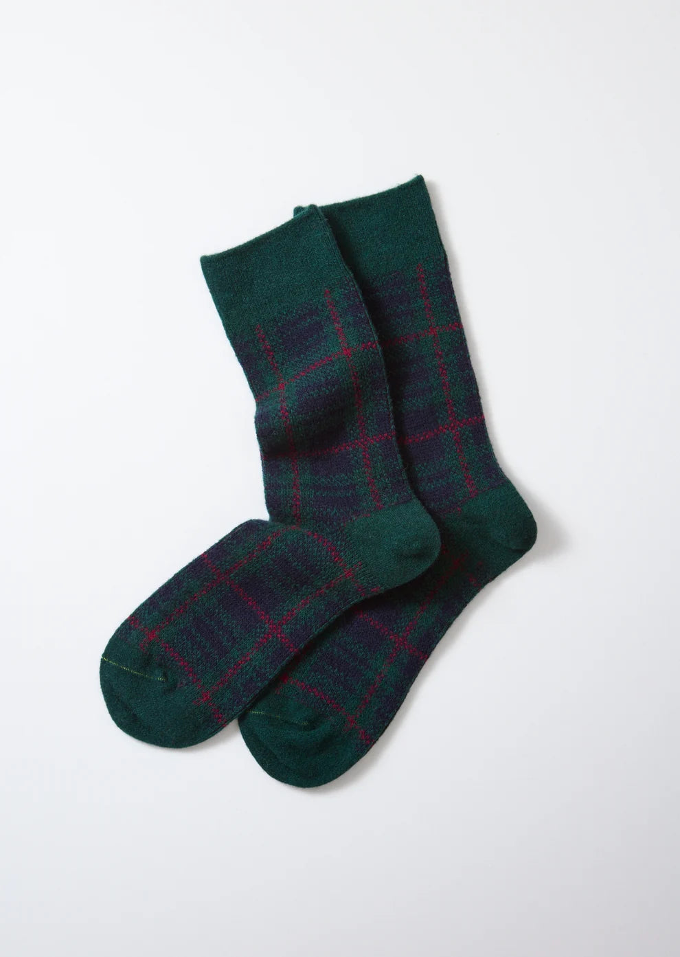 Rototo Check Pattern Socks - Green/Navy