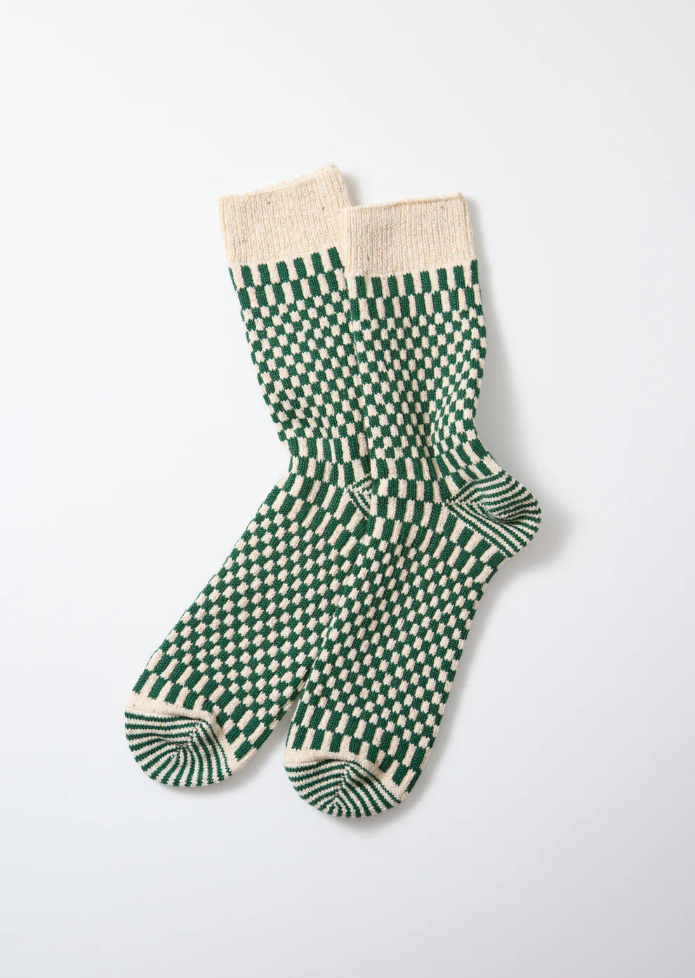 Rototo French Checkerboard Pattern Socks - Green
