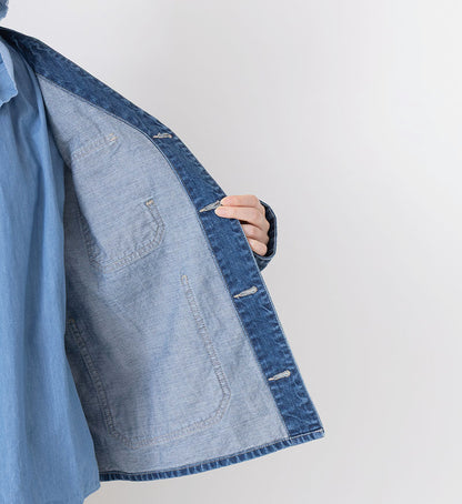 Veritecoeur Denim Collarless Jacket - Bleach