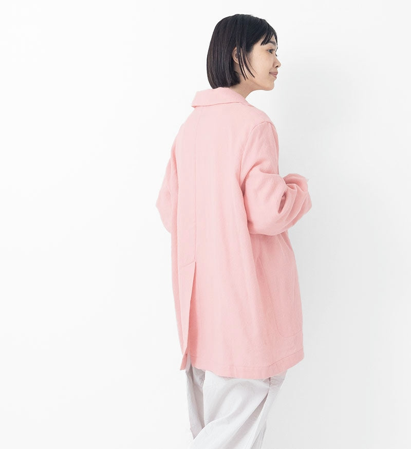 Veritecoeur Buttonless Wool Coat - Salmon Pink