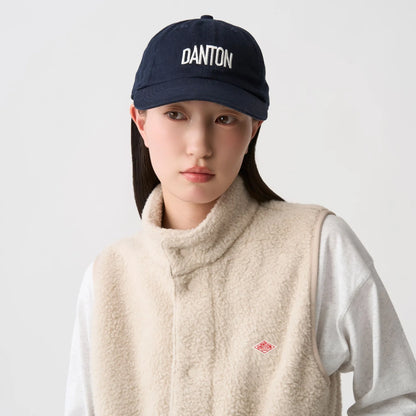 Danton 6-Panel Unisex Cotton Twill Baseball Cap- Black with White Logo