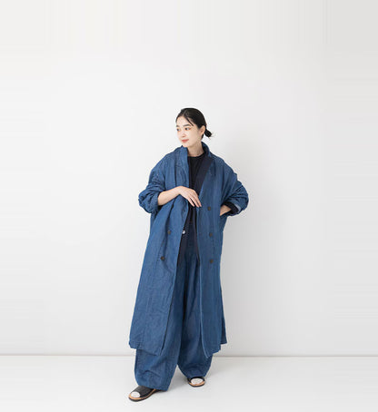 Veritecoeur Double Breasted Coat 2880 B- Indigo Bleach