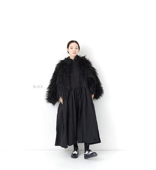 Veritecoeur LTD-190 Hidden Placket Gathered Dress - Black