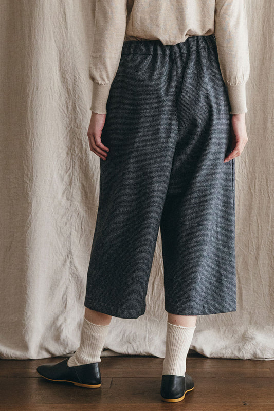 Fog Linen Jasmina Wool Tuck Pants - Black Check