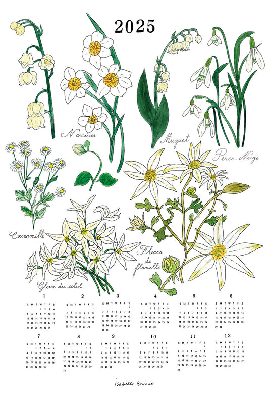 Fog Linen Work x ISABELLE BOINOT 2025 Linen Calendar - White Flowers (limited quantity)